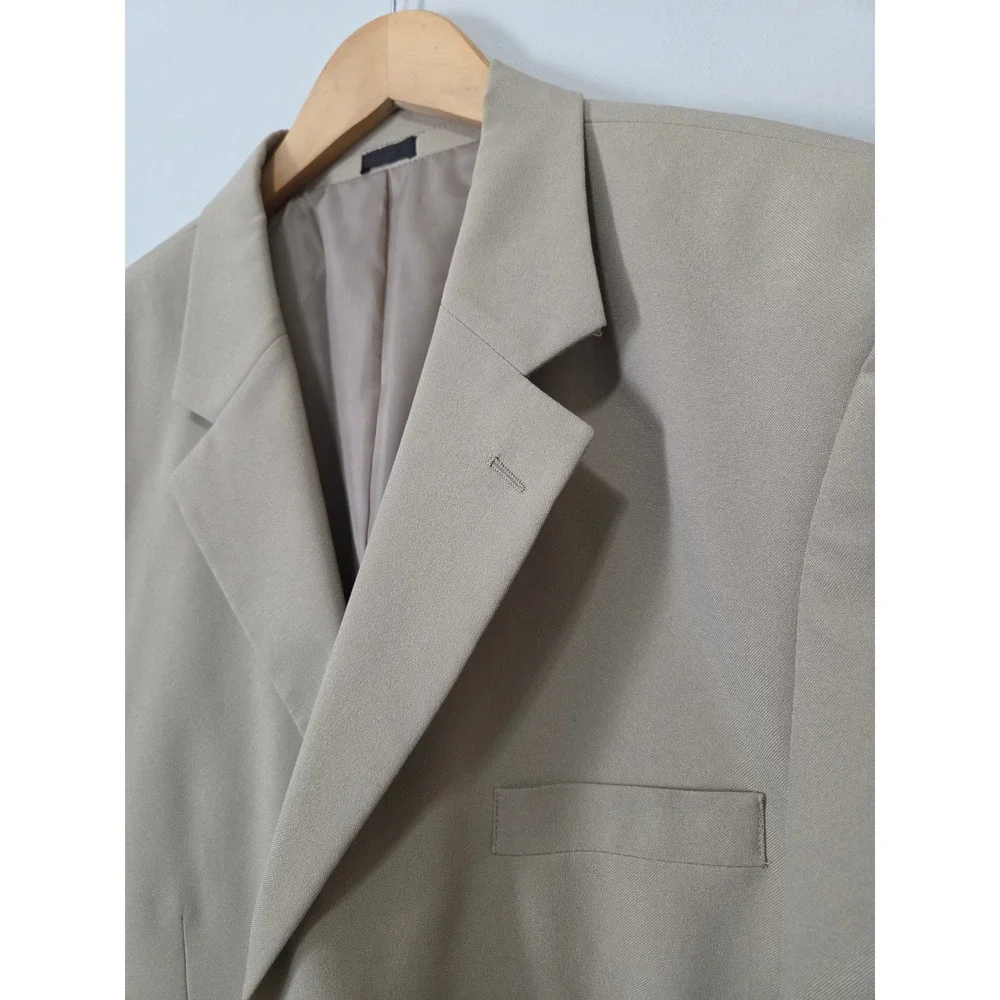 Gianni Vironi Mens Tan Beige 3 Button Blazer Sport Coat Jacket 42R Classic Fit